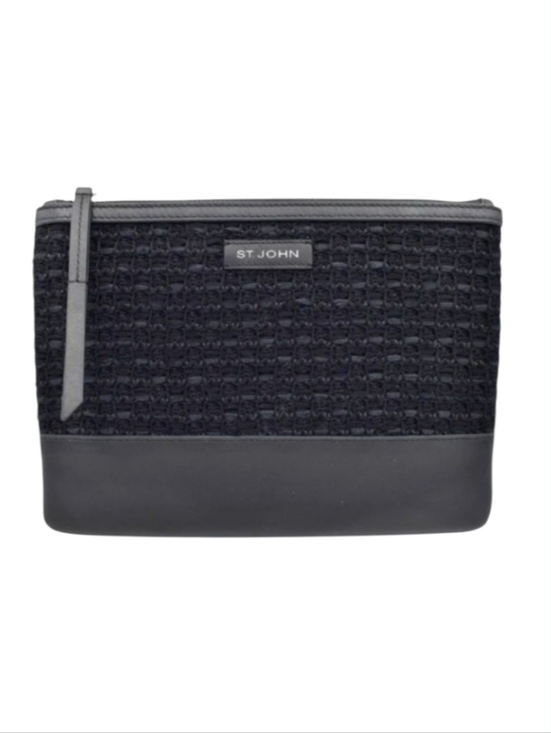 St. John Handbags - St. John Knits Wool Blend Leather Trim Clutch Flat Bag
